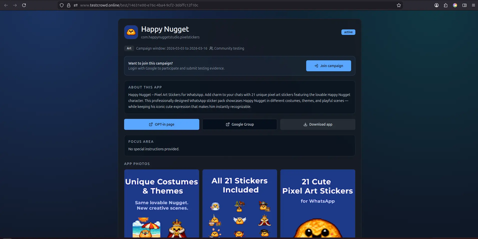 Public campaign page screenshot