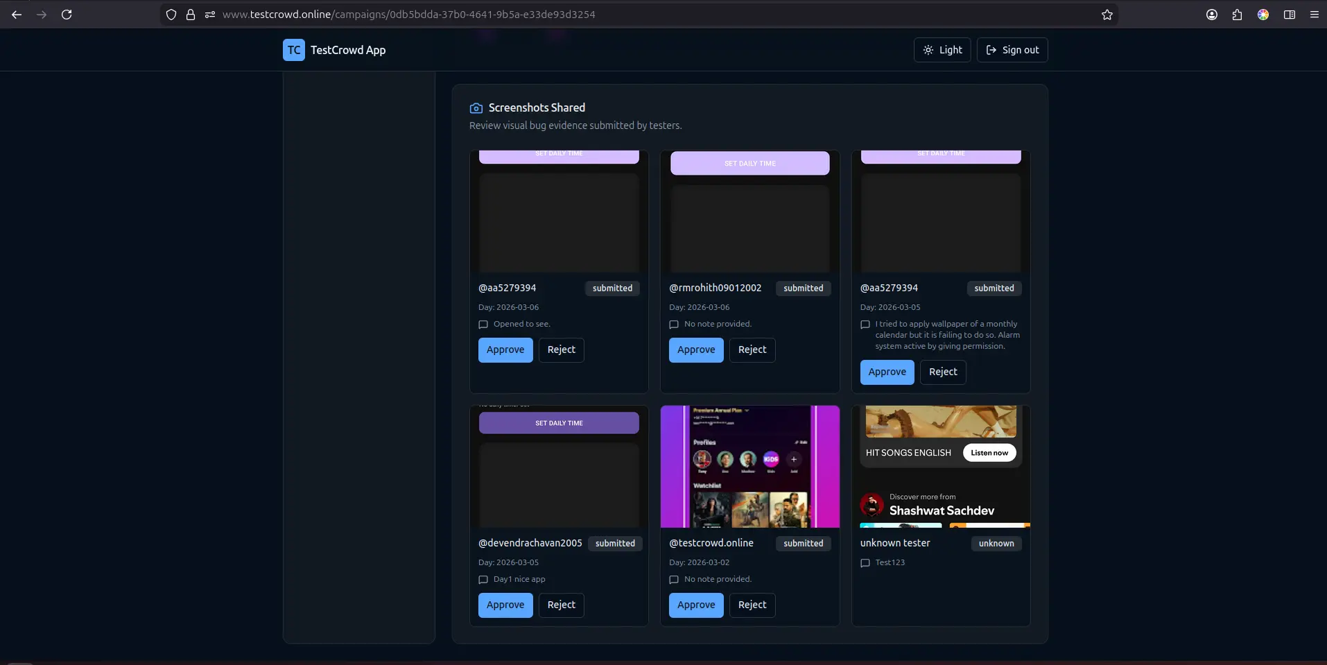 Daily screenshot submissions screenshot